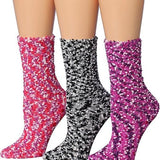 Tipi Toe Women's 3-Pack Cozy Microfiber Anti-Skid Fuzzy Midnight Velvet Patterned Crew Socks – Includes Exclusive Gift Box, Perfect for Women’s Sizes 9-11