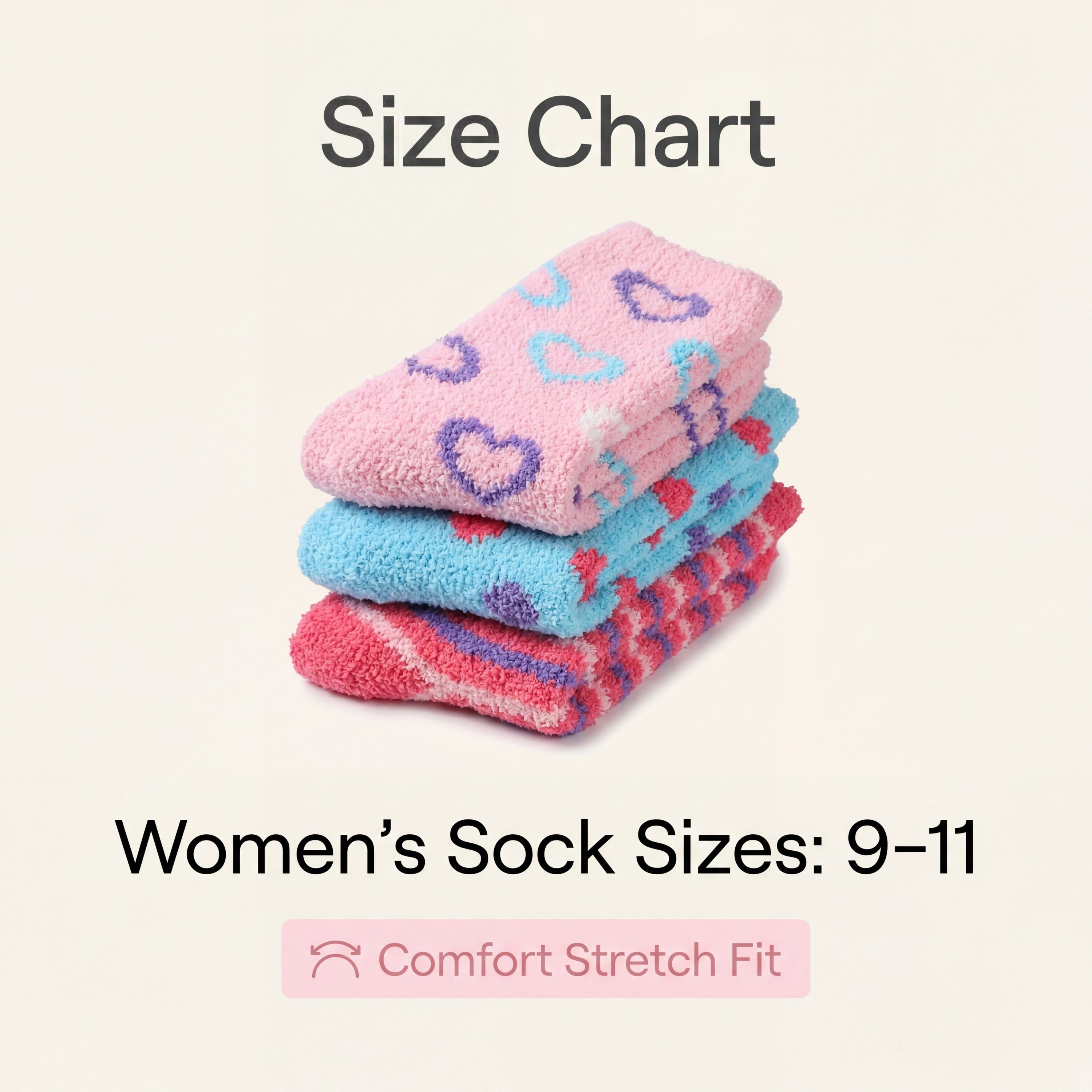 Valentine's Fuzzy Socks Size