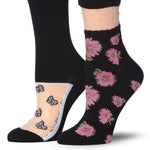  Womenƒ??s 2 Pairs Sheer Ankle Socks ƒ?? Elegant Mesh Design with Midnight Bloom & Honey Lace Patterns -  Socks