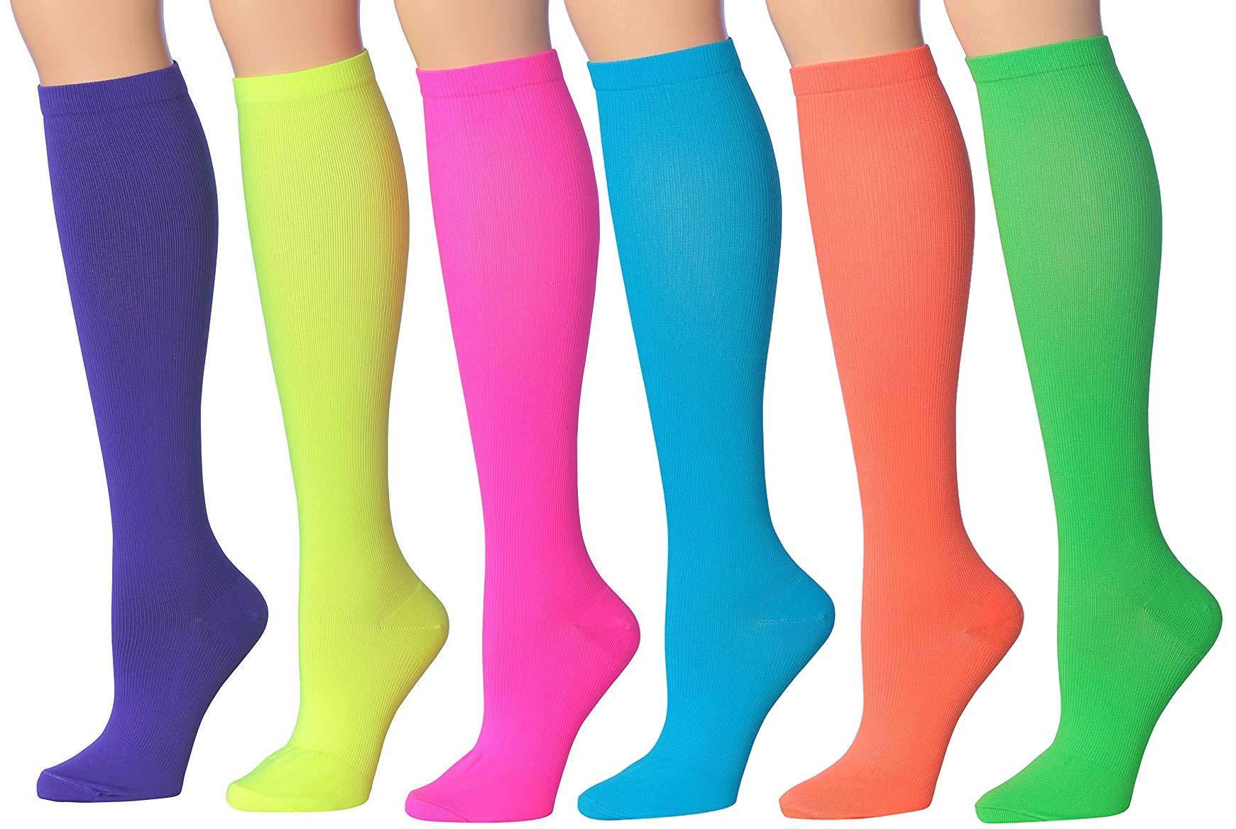 RONNOX Compression Socks for Men & Women Colorful Patterned Knee High Socks (16-20 mmHg / 12-14 mmHg) 6-Pairs CP05-AB - Socks