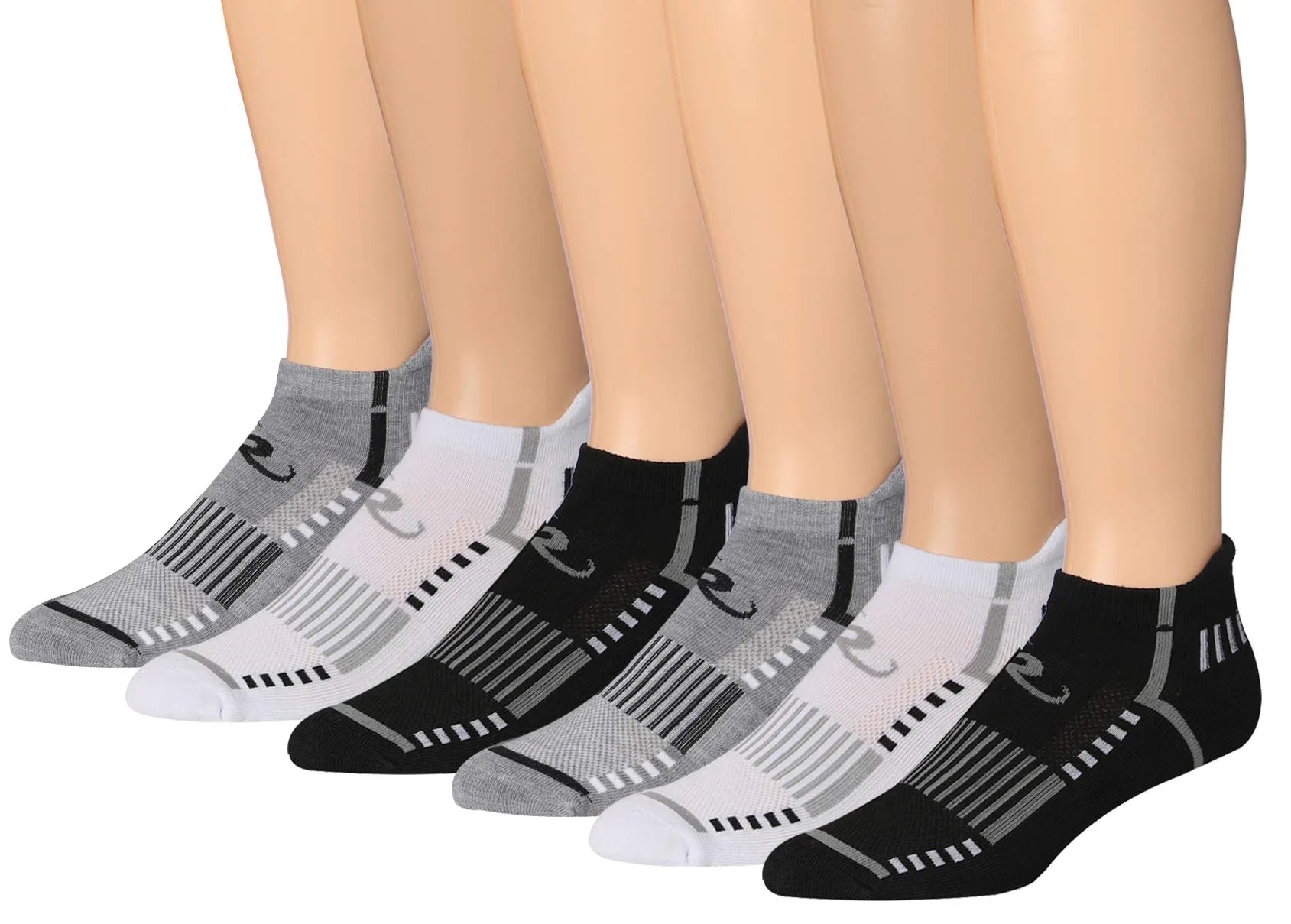 RONNOX Men's 6-Pairs Low Cut Running & Athletic Performance Tab Socks Medium/Large MRLT24-A-ML - Tipi Toe Socks