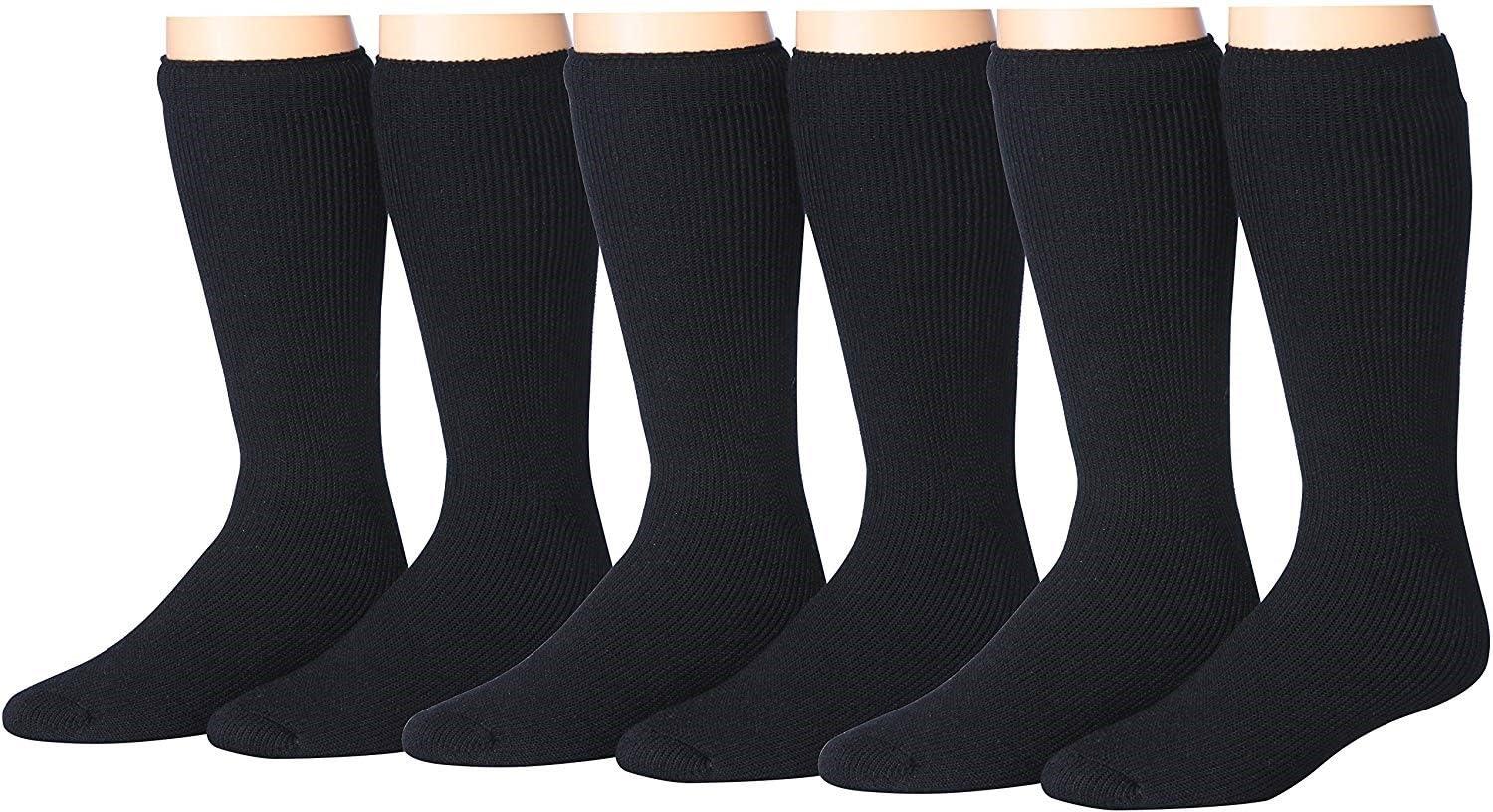  Mens 6 Pairs Heat Holder Cold Resistant Super Thermal Winter Boot Midnight Black Serenity Socks, Sock size 10-13 - Socks