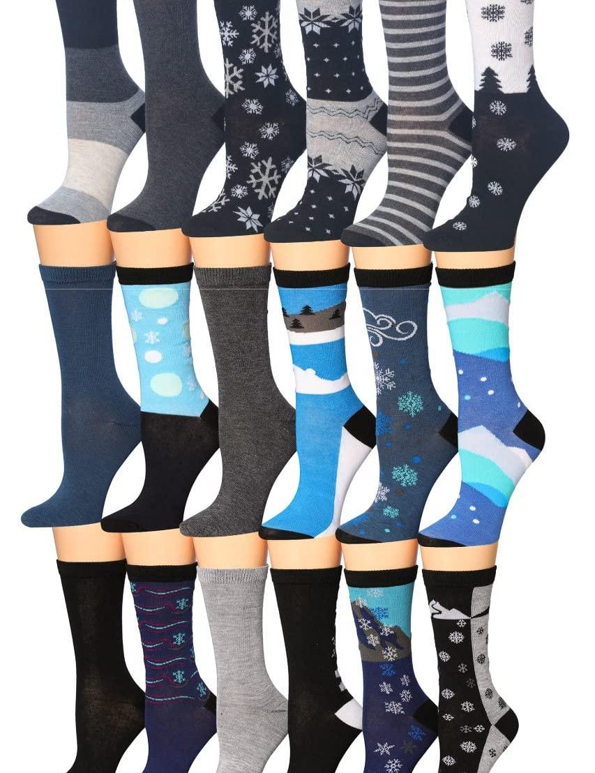 Tipi Toe Women's 18-Pairs Value Pack Colorful Super Classy Fashion Crew Socks - Tipi Toe Socks