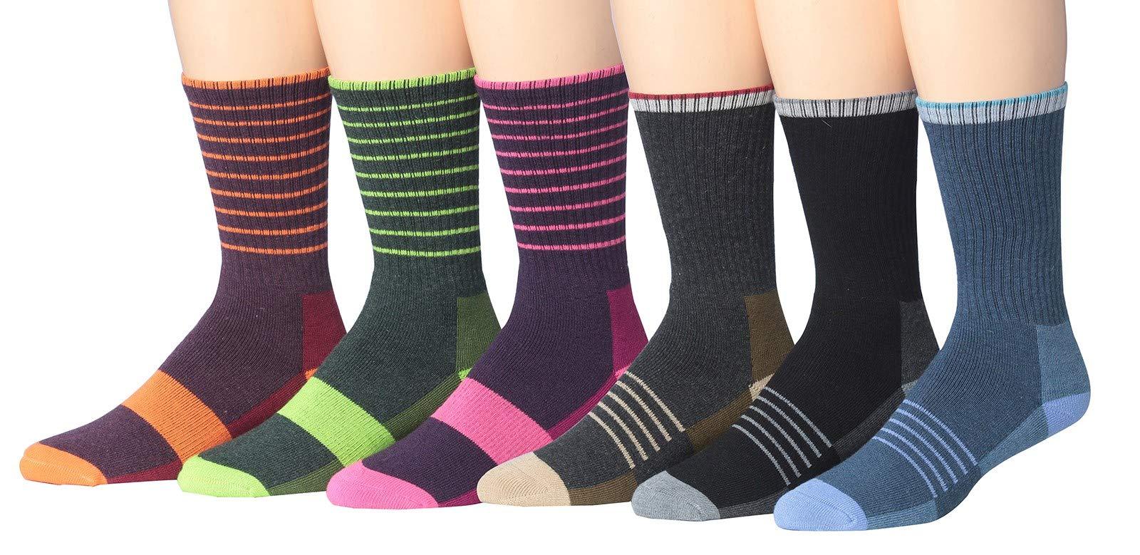 RONNOX Wool Blend Trekking Hiking Outdoor Sports Performance Cushioned Crew Socks, For Men & Women 6 Pairs RHK05-06-L - Tipi Toe Socks