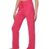 Isadora Paccini Women's Pink Cotton Long Casual Pants for Women Relaxed Fit Elastic Waist Cool Comfortable for Sleep & Loungewear