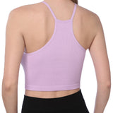 Isadora Paccini Women's Lilac Sleeveless Ribbed Scoop Neck Summer Tank Tops for Women