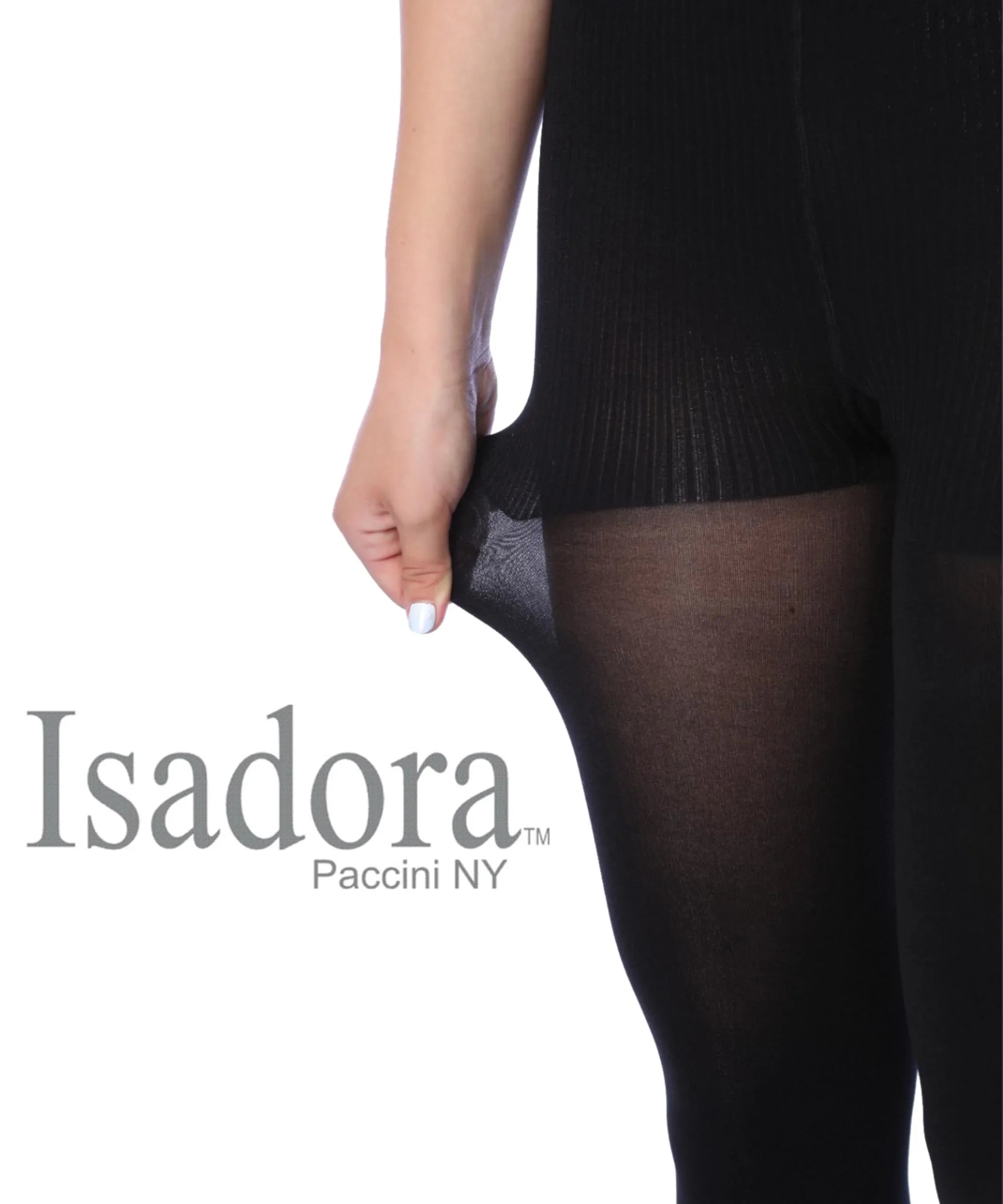 Isadora Paccini Women's Black Opaque Shaper Tights - 120 Denier High-Waist Control Top Pantyhose for Slimming and Comfort - Socks