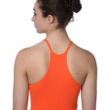 Isadora Paccini Women's Orange Sleeveless Ribbed Scoop Neck Cute Tank Tops for Women