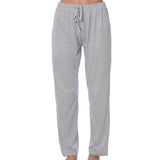 Isadora Paccini Women's Grey Cotton Pants For Women Relaxed Fit Elastic Waist Cool Comfortable For Sleep & Loungewear