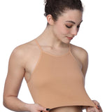 Isadora Paccini Women's Beige Sleveeless Ribbed Scoop Neck Womens Summer Tops Casual