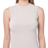 Isadora Paccini Women's Light Grey Small Summer Sleeveless Casual Mock Neck Tops for Women