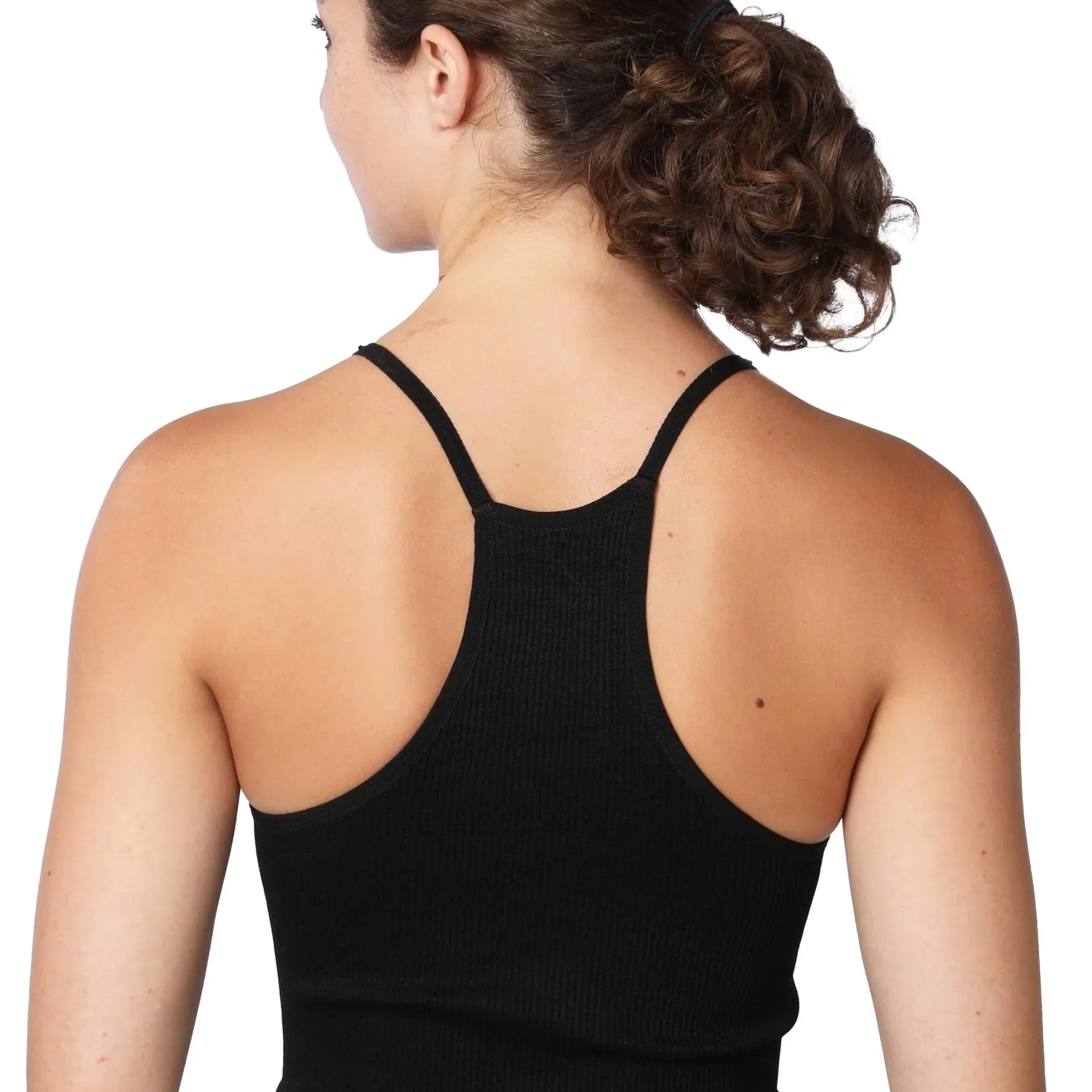 Women's Black Ribbed Tank Tops back