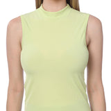 Isadora Paccini Women's Green Long Sleeveless Mock Turtle Neck Pullover Summer Tank Tops for Women