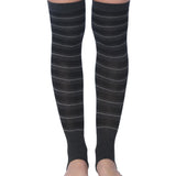 Tipi Toe Women Stirrup Striped Socks - Lightweight Girl's Toeless Socks Over the Knee - Stretchable Women's Stockings Workout socks