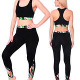 Isadora Paccini Women’s 2-Piece Yoga Set – Black Prism Glow Racerback Sports Bra & High-Waisted Leggings