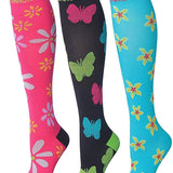 RONNOX Compression Socks for Men & Women Colorful Patterned Knee High Socks (16-20 mmHg / 12-14 mmHg) 3-Pairs CP11 - Socks
