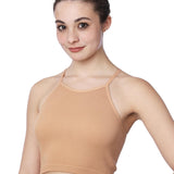 Isadora Paccini Women's Beige Sleveeless Ribbed Scoop Neck Womens Summer Tops Casual