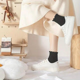 Solid QuarterTurn-Cuff Multicolor Striped Ruffle Socks