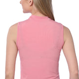 Isadora Paccini Women's Pink Long Sleeveless Mock Turtle Neck Pullover Slim Fit Tank Tops for Women