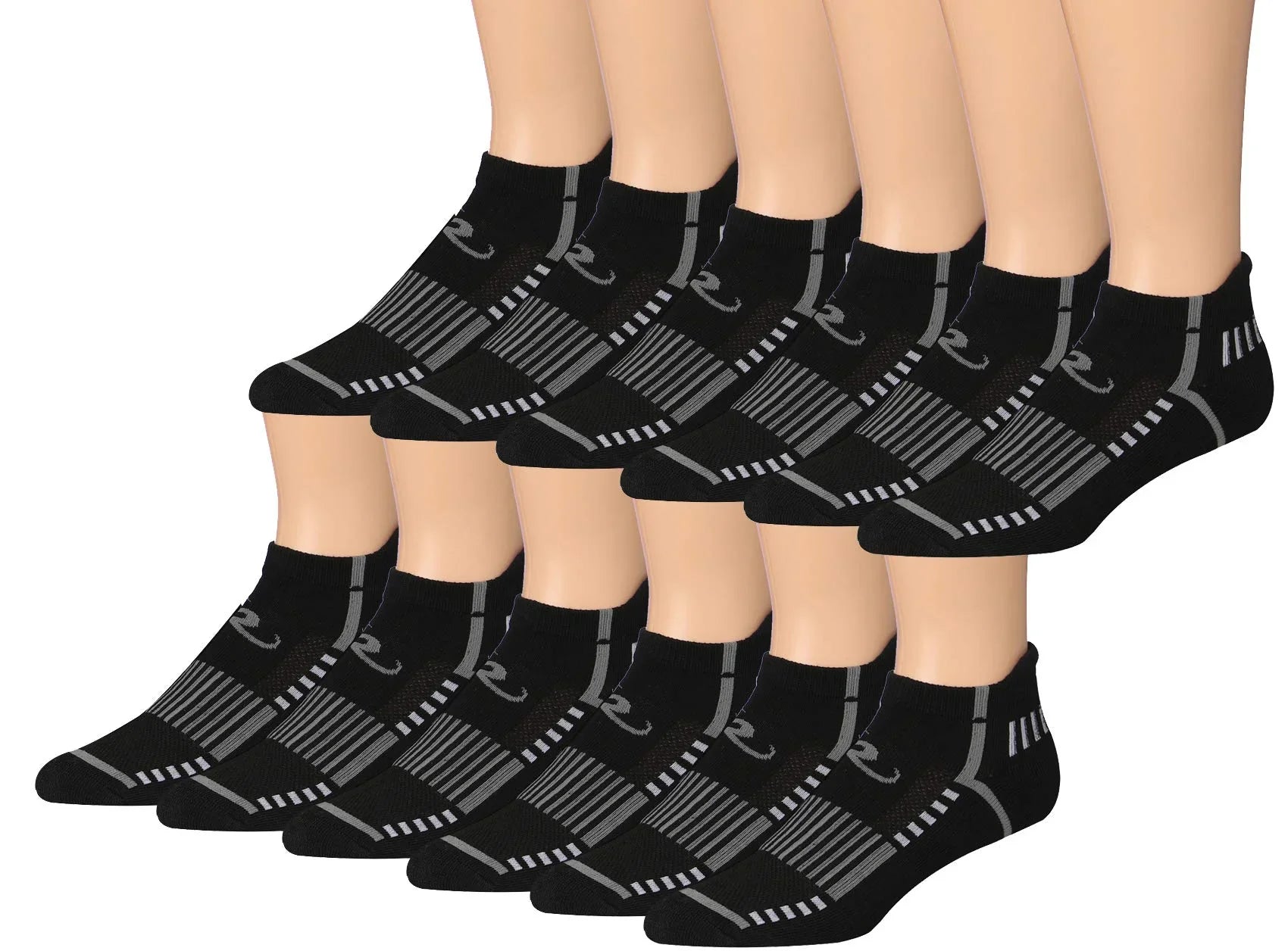 RONNOX Men's 12-Pairs Low Cut Running & Athletic Performance Tab Socks Medium/Large MRLT21-AB-ML - Tipi Toe Socks