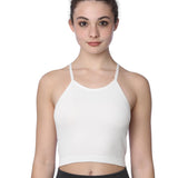 Isadora Paccini Women's White Sleeveless Ribbed Scoop Neck Summer Tank Tops for Women