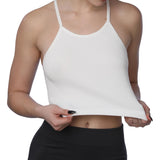 Isadora Paccini Women's White Sleeveless Ribbed Scoop Neck Summer Tank Tops for Women