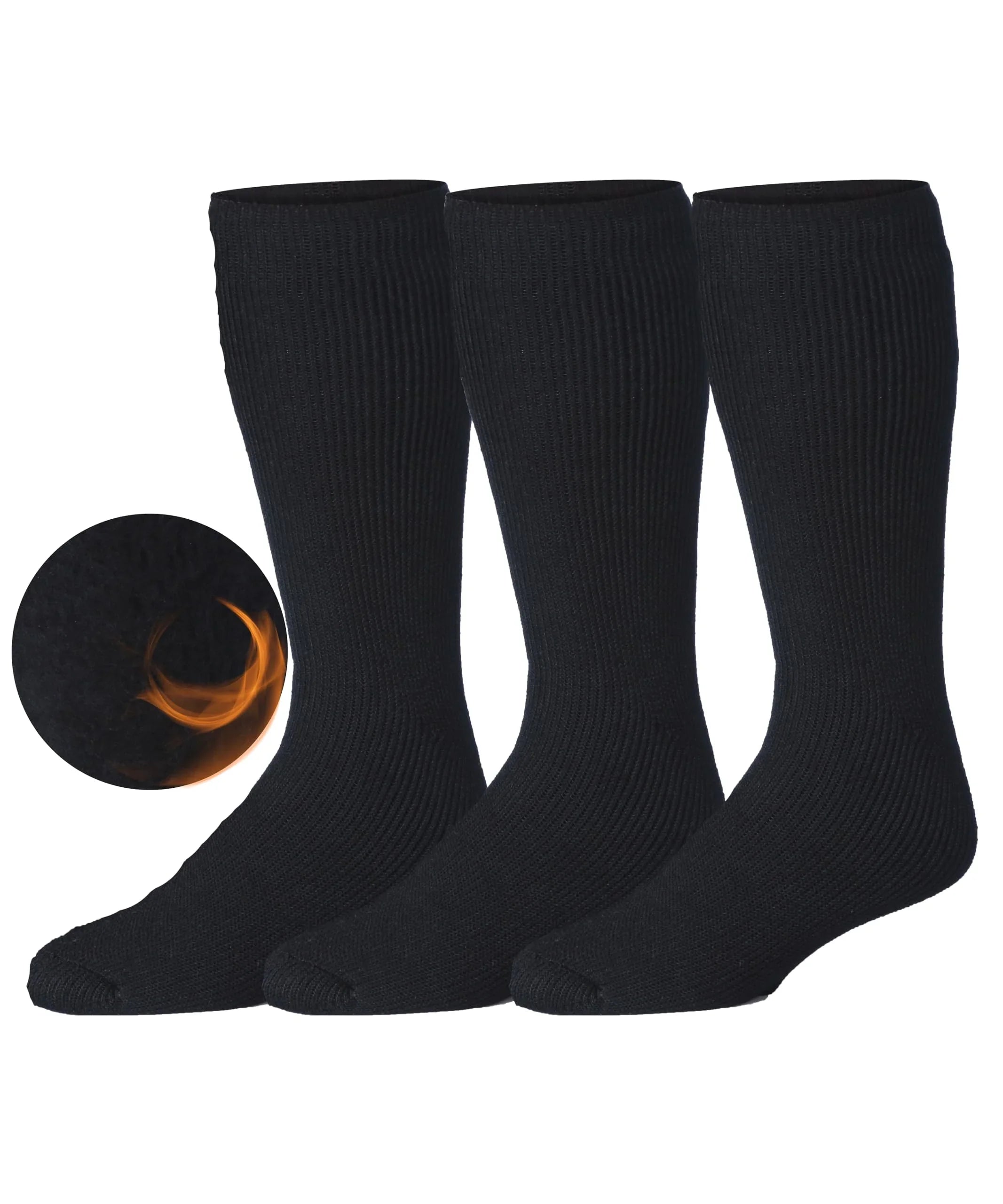  Mens 3 Pairs Heat Holder Cold Resistant Super Thermal Boot Midnight Black Serenity Socks, Sock size 10-13 - Socks