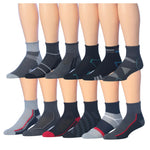 JAMES FIALLO Men's 12 Pack Steel Edge Patterned Quarter Athletic Socks - Tipi Toe Socks