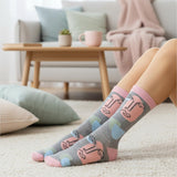 Abstract Pastel Faces Socks - 6 Pairs