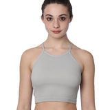 Isadora Paccini Women's Grey Sleeveless Ribbed Scoop Neck Summer Tank Tops for Women