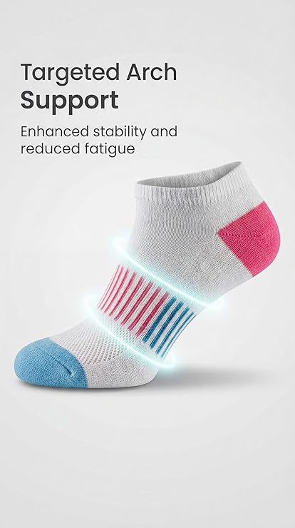 Ankle sock with targeted arch support on a light gray background