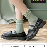 Black/ White/ Gray Turn-Cuff Ruffle Socks