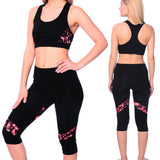 Isadora Paccini Women’s 2-Piece Yoga Set – Pink Racerback Sports Bra & High-Waisted Leggings