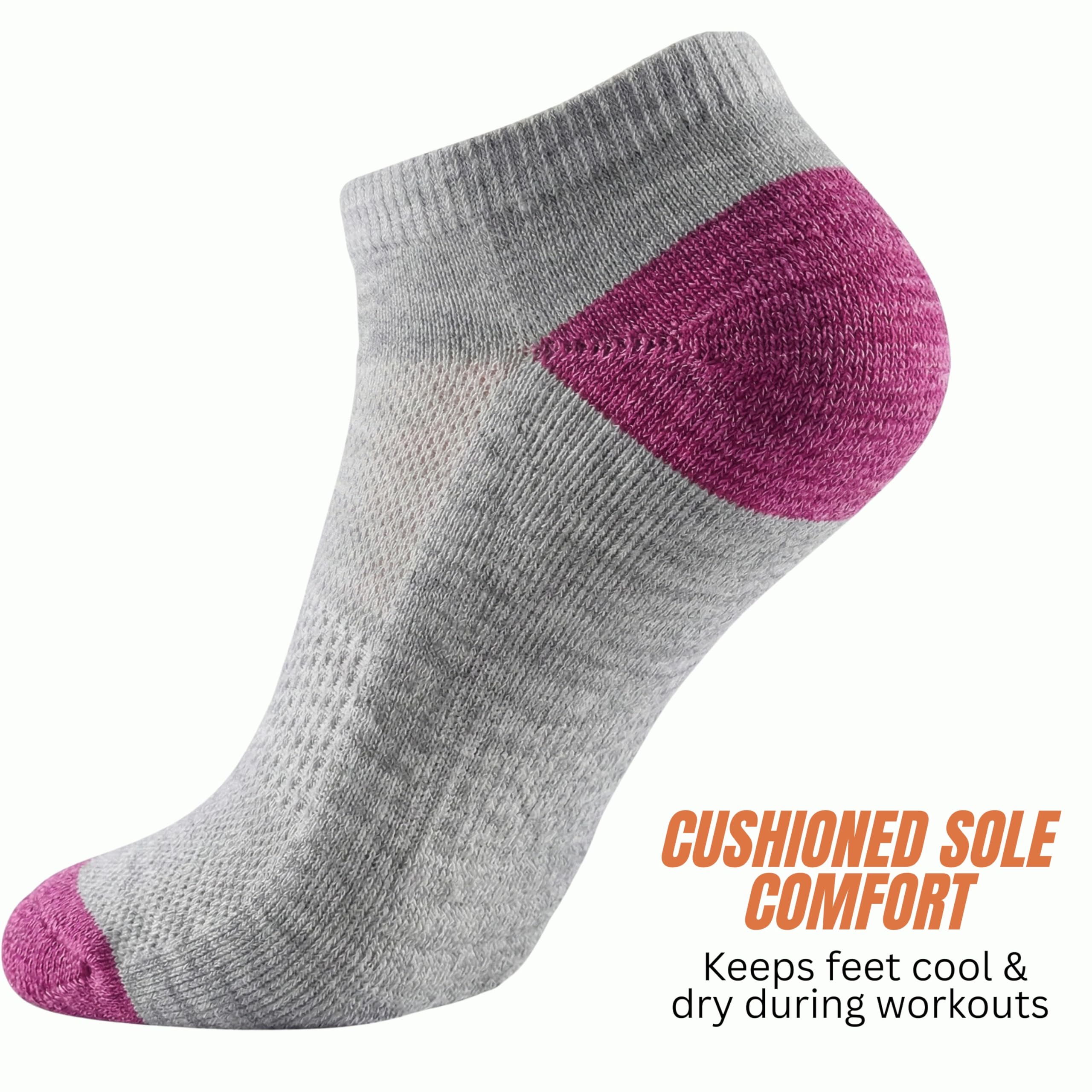 Gray sock with pink accents on a white background