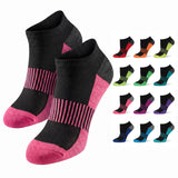 Black and pink socks with additional color options on a white background