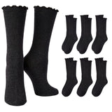 Turn-Cuff Black Crew Ruffle Socks