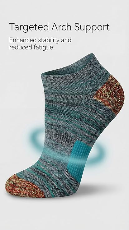Textured sock with targeted arch support on a light gray background