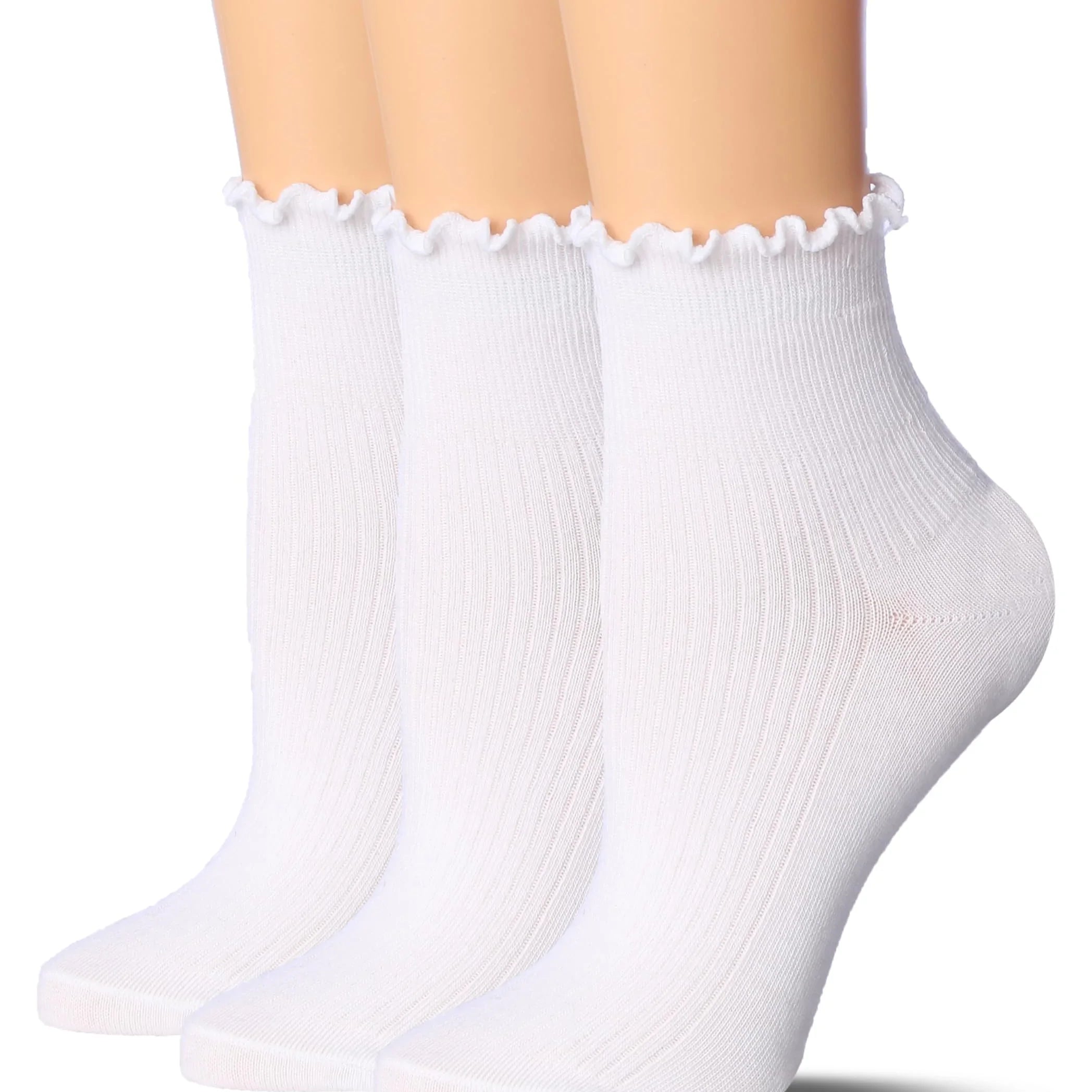 Women's White Ruffle Socks