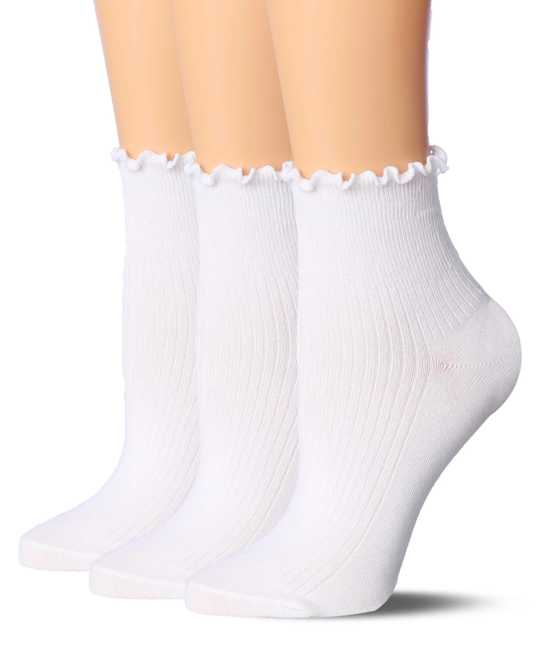 Women's White Ruffle Socks