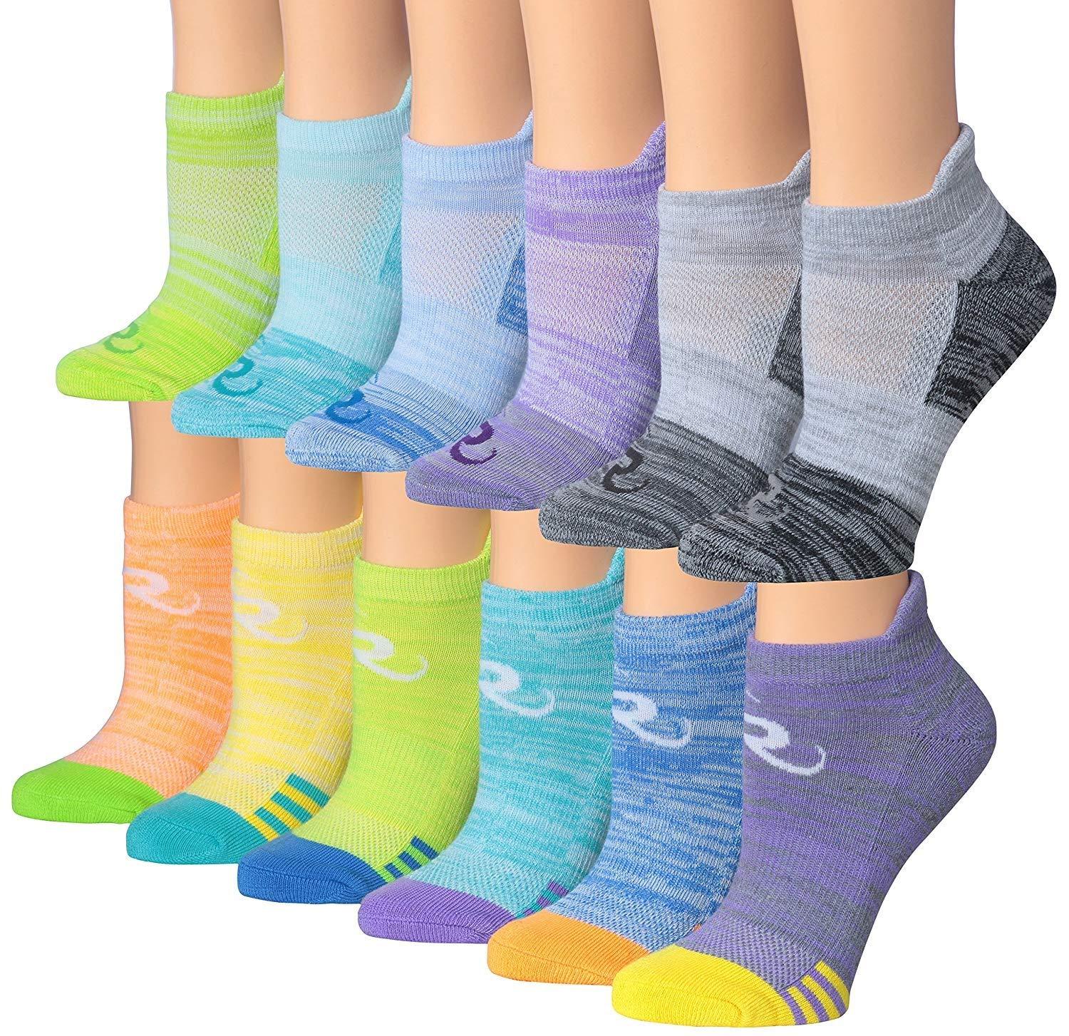 RONNOX Women's 12-Pairs Low Cut Running & Athletic Performance Tab Socks Medium/Large WRLT13-AB-ML - Socks