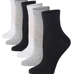  Women's 6 Pack Lightweight & Versatile White/Gray/Black Colors Pattern Quarter Socks, Ideal for Casual & Everyday Wear -  Socks