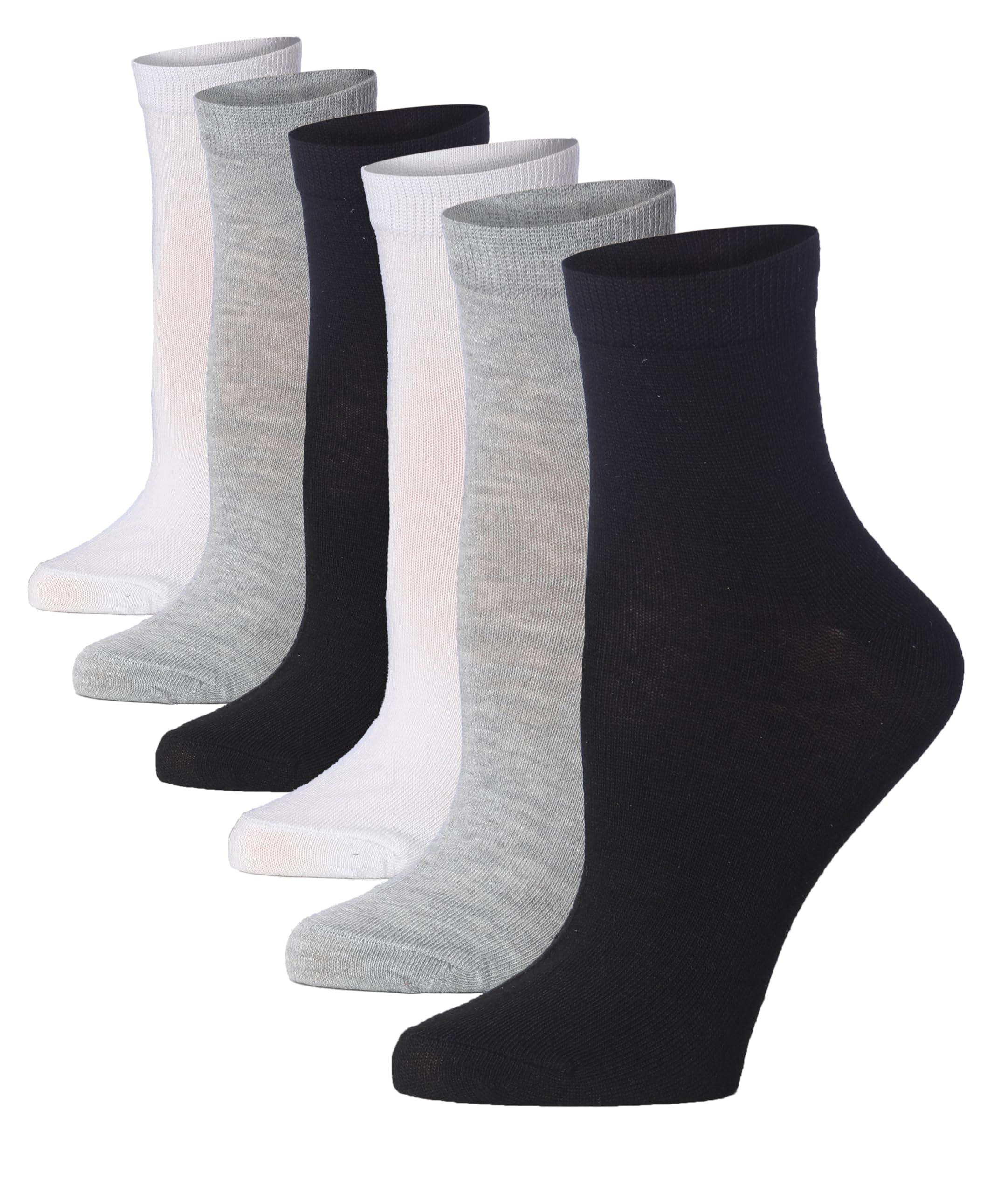  Women's 6 Pack Lightweight & Versatile White/Gray/Black Colors Pattern Quarter Socks, Ideal for Casual & Everyday Wear -  Socks