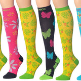 RONNOX Compression Socks for Men & Women Colorful Patterned Knee High Socks (16-20 mmHg / 12-14 mmHg) 6-Pairs CP01E-CP11 - Socks