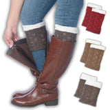 Tipi Toe Women's 3 Pairs Autumn Leaves Trio Brown Red Grey Warm Leg Warmer Boot Cuffs With Fleece Fuzzy Lining