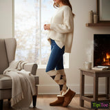 Argyle Striped Dark Colorful Patterned Knee High Socks - 6 Pairs