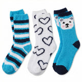 Anti-Skid Snowfall Serenity Fuzzy Socks - 3 Pairs