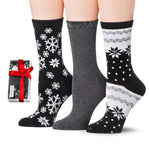 Women's 3-Pack Colorful Frosted Charcoal Patterned Crew Socks, Includes Gift Box, Ideal for Womens Size 9-11 - Socks
