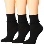 Women's Black Ruffle Socks