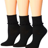 Women's Black Ruffle Socks