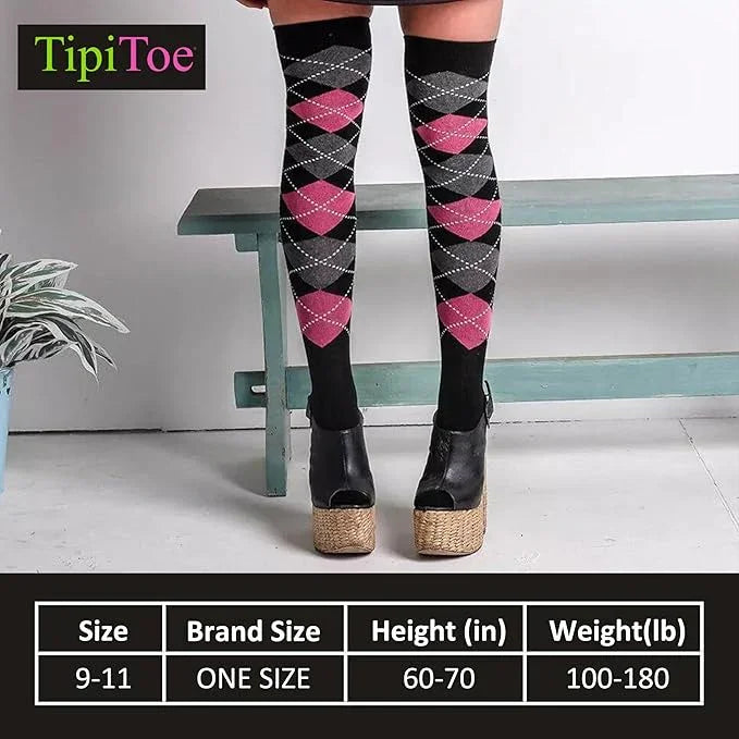 Isadora Paccini Women's 3 Pairs Elegant Monochrome Trio Light Blue Black, and Solid Black Over The Knee High Socks - Socks